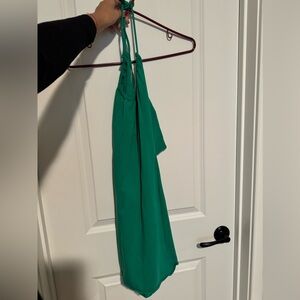 Teal Halter Tie Neck Mini Dress